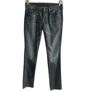 7 For All Mankind Kate Jeans Sz 32 Dark‎ Wash Bootcut 34 Inseam Rainbow Stitch